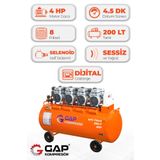 GAP KOMPRESÖR Hava Kompresörü Sessiz Ve Yağsız Hava Kompresörü 200lt Gps750x4