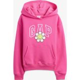 Gap Logo Çiçek Desenli Çocuk Pembe Sweatshirt