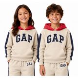 Gap Relaxed Colorblock Gap Logo Baskılı Kapüşonlu Çocuk Sweatshirt