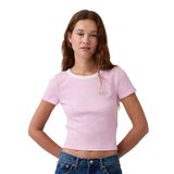 GAP Ribbed Logo Baby Crop Kadın Gri Günlük Stil T-shirt 887801002