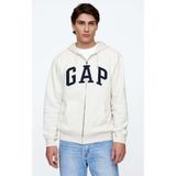 Gap V-Heritage Logo Fz-Snl 674144 Erkek Kapüşonlu Fermuarlı Sweatshirt Beyaz - XL