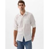Gap V-Ls Standard Lınen Cotton Keten Karışımı Beyaz Gömlek 885302000