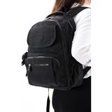 Gape Desenli Krinkıl Kumaş, Su Geçirmez Okul Sırt Çantası - 28*40*13cm (En*Boy*Derinlik) - Siyah