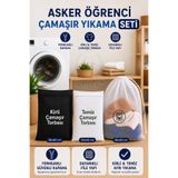 garaccu Asker Öğrenci Çamaşır Yıkama Seti Temiz Torba, Kirli Torba ve File 3'lü Set