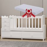Garaj Home Melina 5 Çekmeceli Büyüyen MDF Çıtalı Beşik + Yatak - Beyaz
