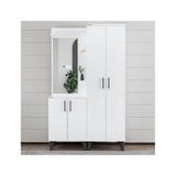 Garaj Home Modern Beyaz Aynalı Raflı Dolap