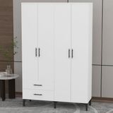 Garaj Home Vera 4 Kapaklı 2 Çekmeceli Beyaz Dolap