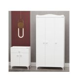 Garaj Home Yıldız 3 Kapaklı Beyaz Dolap ve Kapaklı Şifonyer