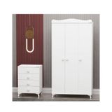Garaj Home Yıldız 3 Kapaklı Beyaz Dolap ve Şifonyer
