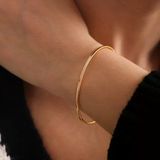 Garantili Gold Gerçek Altın Görünümlü İnce Ajda Ray Parlak Sade 1 Adet Bilezik Sınekbıt11400