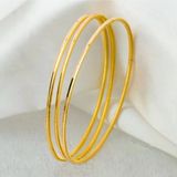 Garantili Gold Gerçek Altın Görünümlü İnce Ajda Ray Parlak Sade 3 Adet Bilezik Sınekbıt11276