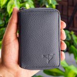 Garbalia Chain Deri Unisex Kartlık Cüzdan - Gri