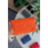 Garbalia Lucas Deri Akordiyon Model Bol Gözlü Unisex Kartlık - Turuncu