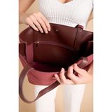 Garbalia Palermo Süet Deri Mıknatıs Kapamalı Iç Fermuar Cepli Kadın Omuz ve Kol Çantası (36 cm x 25 Cm) - Tek Ebat - Bordo