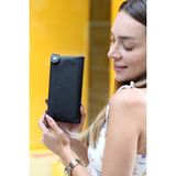 Garbalia Roosevelt Deri Telefon Bölmeli El Saplı Unisex Portföy Cüzdan - Siyah