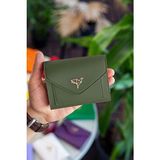 Garbalia Vegan Deri Mini Kadın Cüzdanı Haki Bozuk Para Gözlü Günlük Kullanım İçin Minimalist Stil