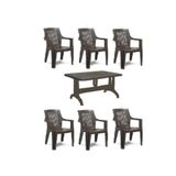 Gardelia 6 Adet Elegance Rattan Efektli Plastik Sandalye + 70X120 Plastik Masa Balkon Bahçe Sandalyesi
