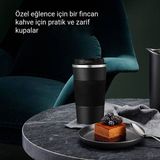 Garden 304 Paslanmaz Çelik Kahve Fincanı Yaratıcı Yeni Termos Bardak Internet Ünlü Taşınabilir Su Bardağı (Yurt Dışından) - Beyaz - Siyah