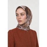 Garden Desen Organik Eşarp Ceviz