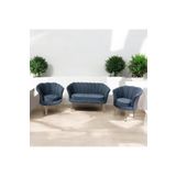 Garden House Antrasit Kumaş Gold Metal Ayaklı Ofis Koltuk Takımı Bekleme Koltuğu Çay Seti Koltuk Takımı