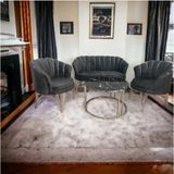 Garden House Gri Metal Ayaklı Papatya/istiridye Çay Seti Koltuk Takımı Ofis Koltuğu Berjer Baby Face Kumaş Döşeme