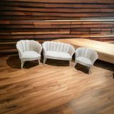 Garden House Krem Renk Kumaş Metal Ayak Çay Seti Koltuk Takımı Bekleme - Ofis Koltuk Takımı