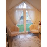 Garden House Papatya /İ?Stiridye Krem Kumaş Metal Gümüş Ayaklı 2 Tekli Koltuk Berjer