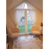 Garden House Papatya Krem Kumaş Metal Gümüş Ayaklı 2 Tekli Koltuk Berjer