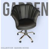 Garden House Papatya Ofis Koltuğu Siyah Deri Ofis Koltuk Bekleme Koltuğu Çalışma Masa Sandalyesi Berjer
