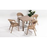 Garden Masa Takımı 1 Masa + 4 Sandalye Cappucino Bahçe Balkon Teras Cappucino