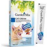 Garden Mix Kedi Kreması Tavuk ve Taurin 15 GR x 5 Yetişkin Kediler İçin Lezzetli Ödül