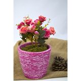 Garden Moda Yapay Çiçek, Pembe Hawai Gül Demeti, Beton Saksıda, 30 cm Yükseklik, Masa Ev Ofis Dekoru