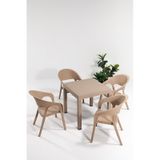 Garden Rattan Cappucino Masa Takımı Bahçe&balkon - 1 Masa 4 Sandalye Siyah