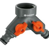 Gardena 2 yollu vana: 26,5 mm (G 3/4 inç) dişli musluk için su dağıtıcı, iki cihazın aynı anda bağlanması için, her iki çıkış ayarlanabilir (938-20)