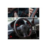 GARDENAUTO Audi A4 1996-2001 Premium Direksiyon Kılıfı Dikmeli Noktalı Kırmızı Dikişli