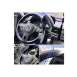 GARDENAUTO Ford Focus 2005-2012 Deri Direksiyon Kılıfı Dikmeli Noktalı Mavi Dikişli