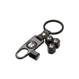 GARDENAUTO Honda Civic 2001-2006 Metal Anahtarlık Ve 4 Adet Metal Sibop Kapağı Seti