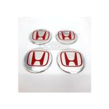 GARDENAUTO Honda Jant Göbeği Arması 54mm Kırmızı Silver 4 Lü Set