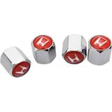 Gardenauto Honda Sibop Kapağı Alüminyum 4 Adet (Ithal Ürün) - Kırmızı-Beyaz Logo - Gümüş