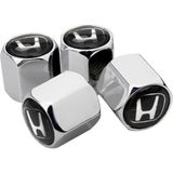 Gardenauto Honda Sibop Kapağı Alüminyum 4 Adet (Ithal Ürün) - Siyah-Beyaz Logo - Gümüş