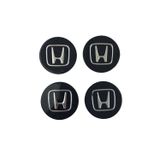 GARDENAUTO Honda Siyah Logolu Alüminyum Jant Göbeği Logo 4'lü Yapıştırma 5,5 Cm