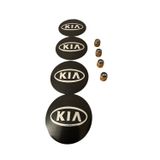 GARDENAUTO KIA LOGO ALÜMİNYUM MALZEME 4 ADET JANT GÖBEK VE 4 ADET METAL SİBOP KAPAK TAKIMI