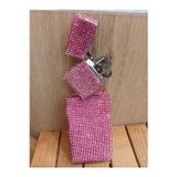GARDENAUTO Pembe Taşlı Kısa Kalın Metal Sigara Kutusu ve Zippo Çakmak