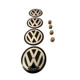 GARDENAUTO VOLKSWAGEN LOGO ALÜMİNYUM MALZEME 4 ADET JANT GÖBEK VE 4 ADET METAL SİBOP KAPAK TAKIMI