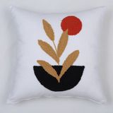 GARDENIA CITY/Bahar Dalı- Punch İşlemeli El Yapımı Dekoratif Kırlent Kılıfı 40*40 cm Koltuk, Oturma Odası ve Bahçe için. Fermuarlı Pamuk Keten Dekoratif Kırlent Kılıfları