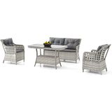 Gardenista Harmony - Rattan Bahçe Balkon Oturma Takımı - Beyaz - Gri