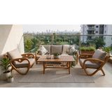 Gardenlove Bahçe Balkon Koltuk Masif Ahşap Kestane Ağacı 3+1+1 Koltuk Masa Takımı