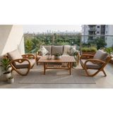Gardenlove Masif Ahşap Bahçe Balkon Koltuk Kestane Ağacı 3+1+1 Koltuk ve Masa Takımı