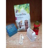 Gardenmix Platin Paraket Yemi 500G+Mavi Elekli Yemlik+70 Cc Kelepçeli Suluk+Sebzelik+Kalamar Kemiği Tutacağı