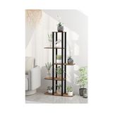 Gardenya Dekoratif Çiçeklik Raf – 60x25x120 cm | MDF Gövde, PVC Kenar, Kolay Kurulum, Demonte Gönderim | Messer Marka E1 Standardı Uyumlu Raf Ünitesi (Ceviz)